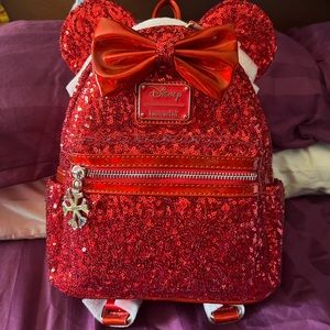 Loungefly Disney Holiday Red Sequin Backpack